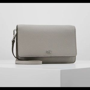 michael kors leather phone crossbody bag grey